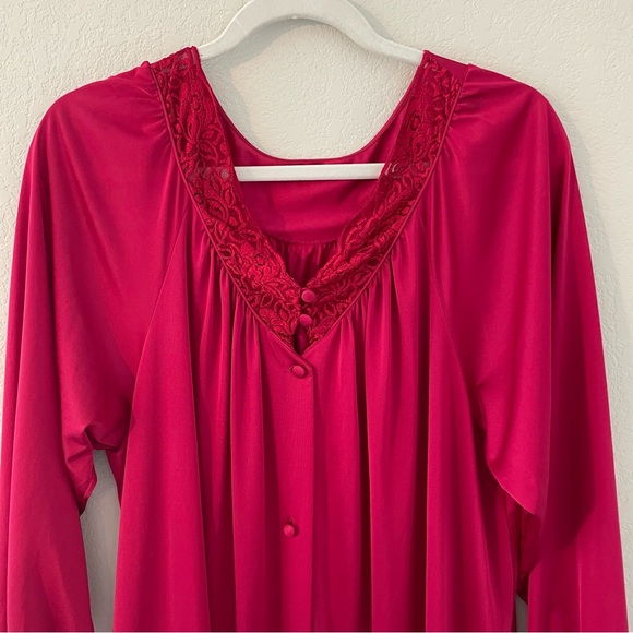 Vintage ShadowLine shadow line Satin Lace Robe Button up Maxi Nightie - Picture 2 of 6